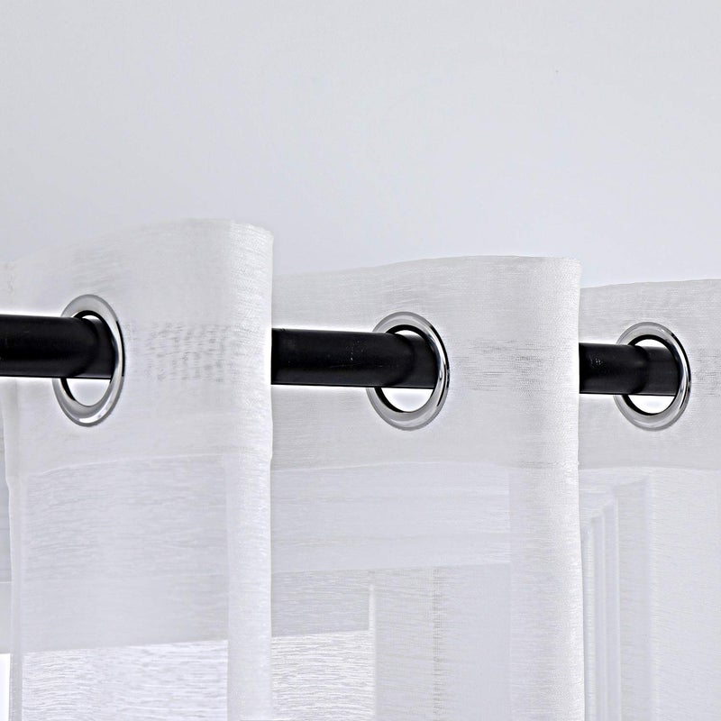 DONREN 72 Inches Long White Voile Curtains for Living Room Set of 2 Solid Textured Sheer Panels with Ring Top - Image 3